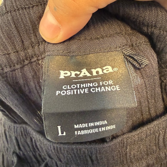 Prana Black Pull-On Pants with Logo Button - Picture 4 of 8